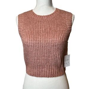 NWT Jessica Simpson Sleeveless Sweater Vest Waffle Knit Rusty Rose Size Small
